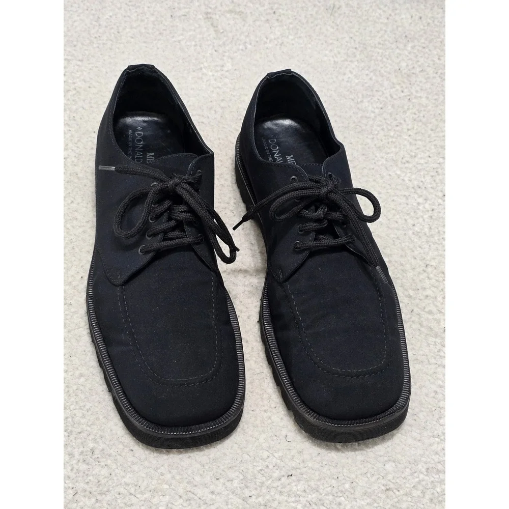Donald J Pliner Mens Black Fabric Lace Up Lug Sole Oxford Shoes Italy Size 11 M